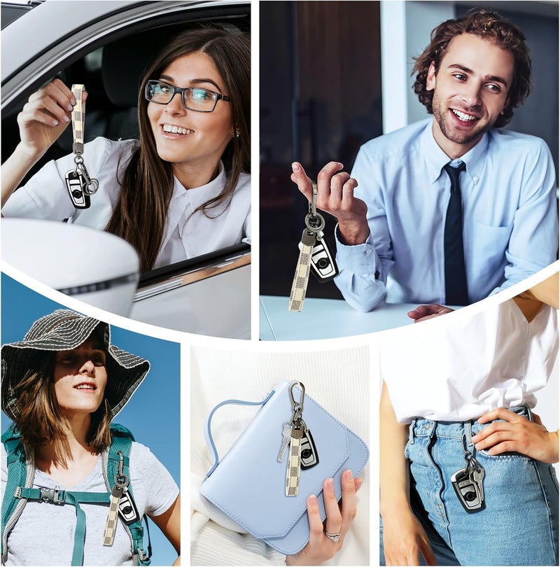 OHKYOOT Store Leather Car Keychain,Carabiner Clip Key Fob Keychain for Home Car Keys Women Men - Image 4